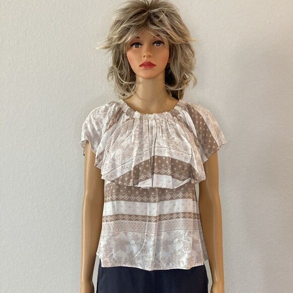 Show Me Your Mumu Off Shoulder Bungalow Top Boho Festival Blouse Peasant Ruffle - Picture 6 of 12